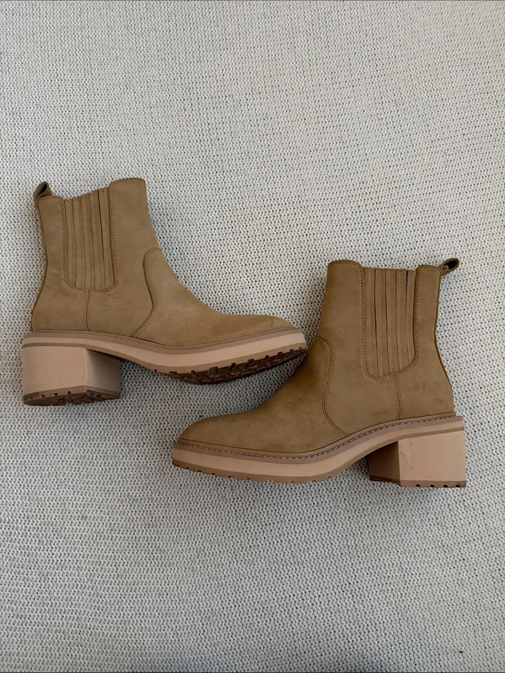 J Crew Nubuck Lug-Sole Heeded Chelsea Boots Size 8.5